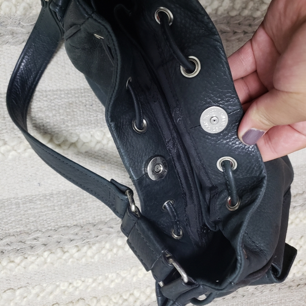 FOSSIL Dark Green Drawstring Bucket Bag Purse - Picture 13 of 15